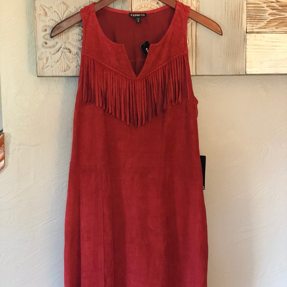 NWT Express suede fringe dress